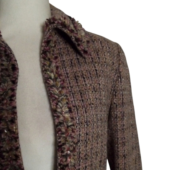 Danielle O by Tahari Levine Multicolor Wool Blend Tweed Blazer Size 6 - Picture 4 of 11